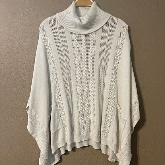 7. White House Black Market Oversized Cowl Neck Sweater Poncho - Picture 2 of 4